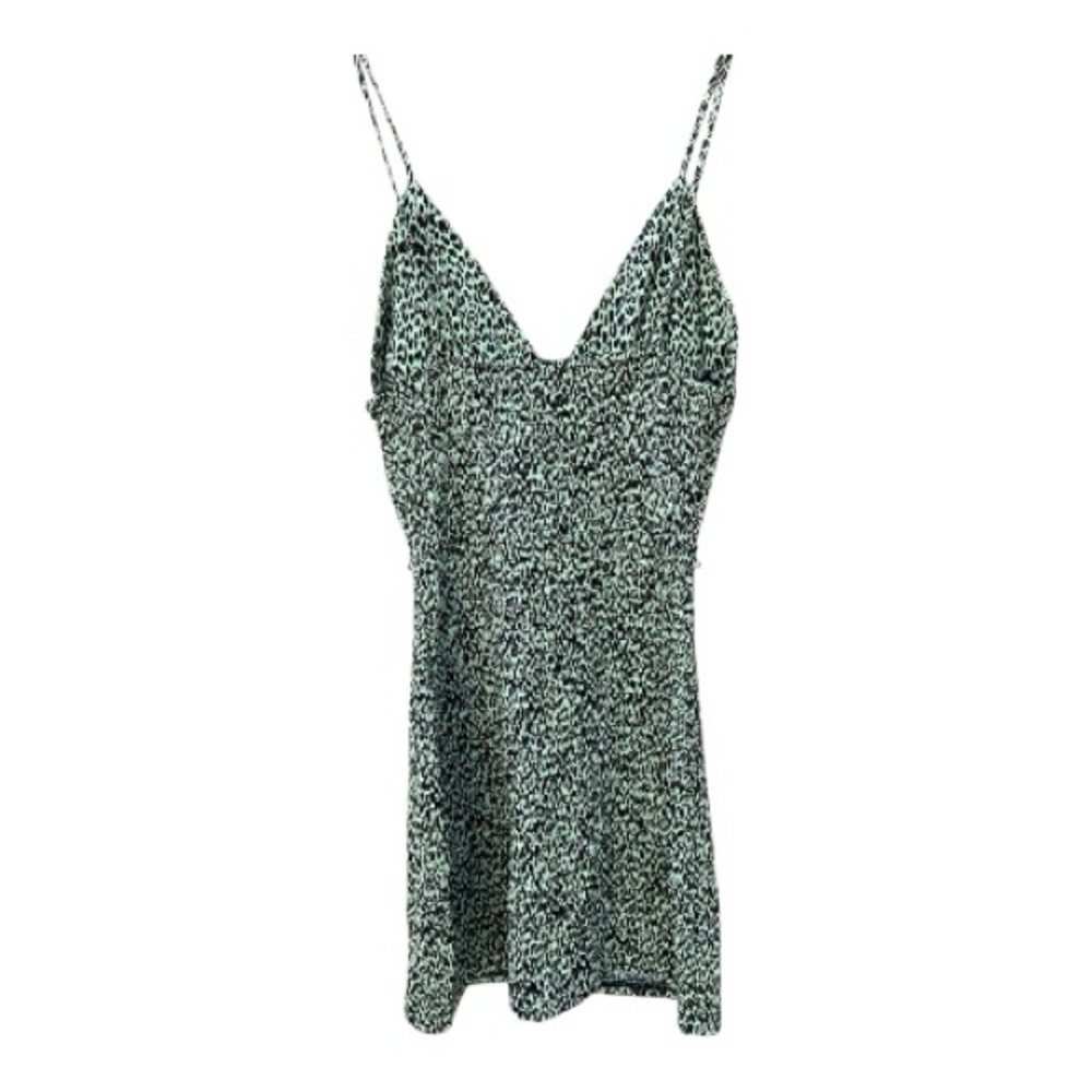 AFRM Leopard Print Smocked Mini Dress Green Y2K Bodycon - Picture 6 of 13